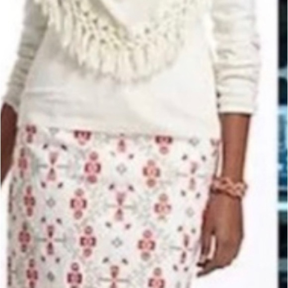 Anthropologie Maeve Blomma Embroidered Cross stitch Pom Pom skirt size… - Picture 3 of 14